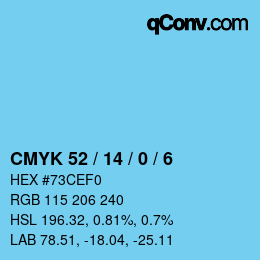 カラーコード: CMYK 52 / 14 / 0 / 6 | qconv.com