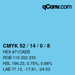 カラーコード: CMYK 52 / 14 / 0 / 8 | qconv.com