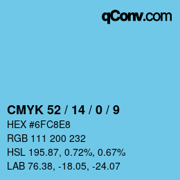 Color code: CMYK 52 / 14 / 0 / 9 | qconv.com