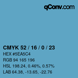 Color code: CMYK 52 / 16 / 0 / 23 | qconv.com
