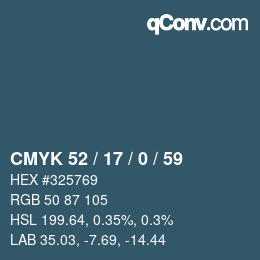 颜色代码: CMYK 52 / 17 / 0 / 59 | qconv.com