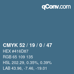 颜色代码: CMYK 52 / 19 / 0 / 47 | qconv.com