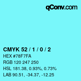 颜色代码: CMYK 52 / 1 / 0 / 2 | qconv.com