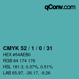 颜色代码: CMYK 52 / 1 / 0 / 31 | qconv.com
