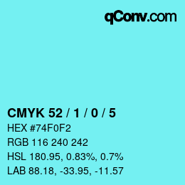 カラーコード: CMYK 52 / 1 / 0 / 5 | qconv.com