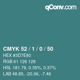 Color code: CMYK 52 / 1 / 0 / 50 | qconv.com