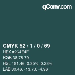 颜色代码: CMYK 52 / 1 / 0 / 69 | qconv.com