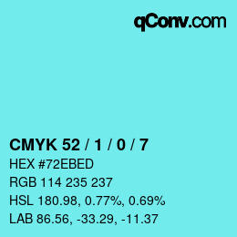 Color code: CMYK 52 / 1 / 0 / 7 | qconv.com