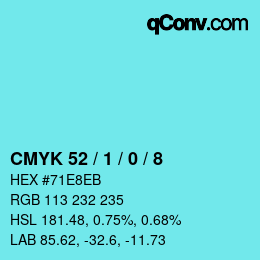 Color code: CMYK 52 / 1 / 0 / 8 | qconv.com