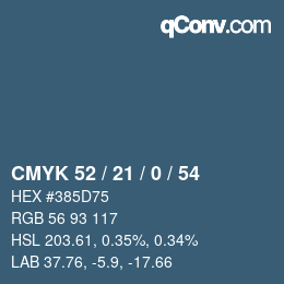 Farbcode: CMYK 52 / 21 / 0 / 54 | qconv.com