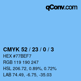 Color code: CMYK 52 / 23 / 0 / 3 | qconv.com