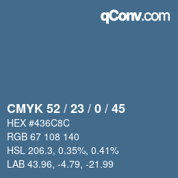 颜色代码: CMYK 52 / 23 / 0 / 45 | qconv.com