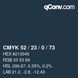 颜色代码: CMYK 52 / 23 / 0 / 73 | qconv.com