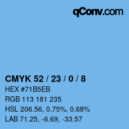 Color code: CMYK 52 / 23 / 0 / 8 | qconv.com