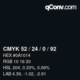 颜色代码: CMYK 52 / 24 / 0 / 92 | qconv.com