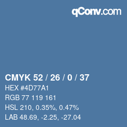 Color code: CMYK 52 / 26 / 0 / 37 | qconv.com
