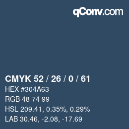 Color code: CMYK 52 / 26 / 0 / 61 | qconv.com