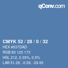 Color code: CMYK 52 / 28 / 0 / 32 | qconv.com