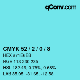 カラーコード: CMYK 52 / 2 / 0 / 8 | qconv.com