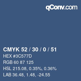 Color code: CMYK 52 / 30 / 0 / 51 | qconv.com