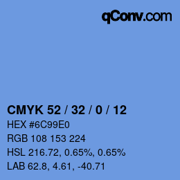 カラーコード: CMYK 52 / 32 / 0 / 12 | qconv.com