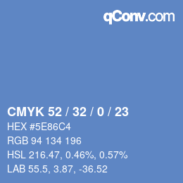 カラーコード: CMYK 52 / 32 / 0 / 23 | qconv.com