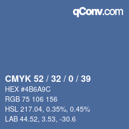 Código de color: CMYK 52 / 32 / 0 / 39 | qconv.com