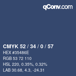 Código de color: CMYK 52 / 34 / 0 / 57 | qconv.com