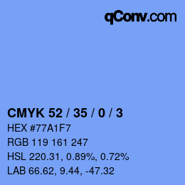 Color code: CMYK 52 / 35 / 0 / 3 | qconv.com