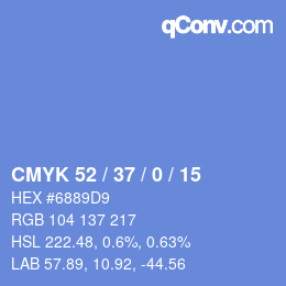 Color code: CMYK 52 / 37 / 0 / 15 | qconv.com