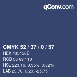 Color code: CMYK 52 / 37 / 0 / 57 | qconv.com