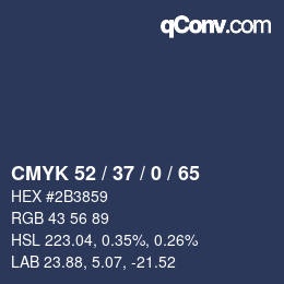 カラーコード: CMYK 52 / 37 / 0 / 65 | qconv.com