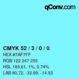 Color code: CMYK 52 / 3 / 0 / 0 | qconv.com