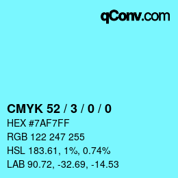 カラーコード: CMYK 52 / 3 / 0 / 0 | qconv.com