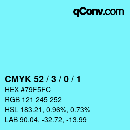 カラーコード: CMYK 52 / 3 / 0 / 1 | qconv.com