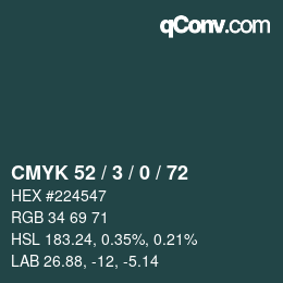 Color code: CMYK 52 / 3 / 0 / 72 | qconv.com