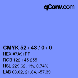 Color code: CMYK 52 / 43 / 0 / 0 | qconv.com