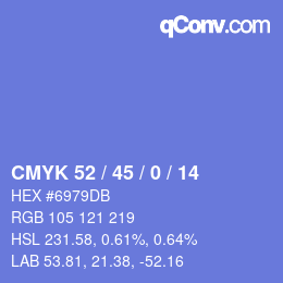 颜色代码: CMYK 52 / 45 / 0 / 14 | qconv.com