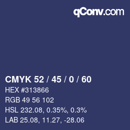 Farbcode: CMYK 52 / 45 / 0 / 60 | qconv.com