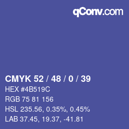 Color code: CMYK 52 / 48 / 0 / 39 | qconv.com