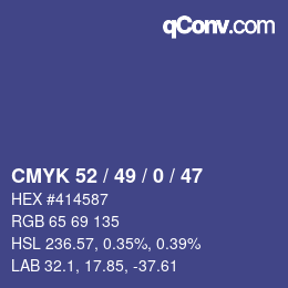 Color code: CMYK 52 / 49 / 0 / 47 | qconv.com