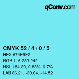 Color code: CMYK 52 / 4 / 0 / 5 | qconv.com