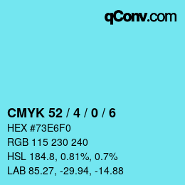 カラーコード: CMYK 52 / 4 / 0 / 6 | qconv.com