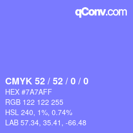 Farbcode: CMYK 52 / 52 / 0 / 0 | qconv.com