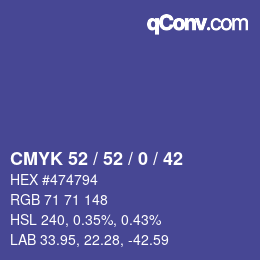 Color code: CMYK 52 / 52 / 0 / 42 | qconv.com