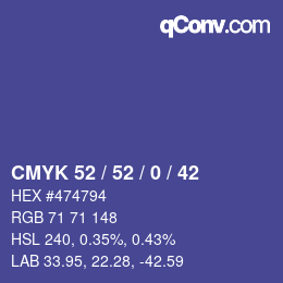 Color code: CMYK 52 / 52 / 0 / 42 | qconv.com