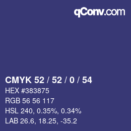 Farbcode: CMYK 52 / 52 / 0 / 54 | qconv.com
