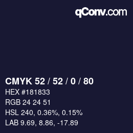 颜色代码: CMYK 52 / 52 / 0 / 80 | qconv.com