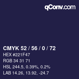 颜色代码: CMYK 52 / 56 / 0 / 72 | qconv.com