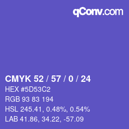 颜色代码: CMYK 52 / 57 / 0 / 24 | qconv.com